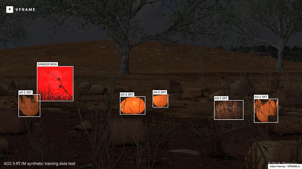 Synthetic training data example for AO-2.5RT cluster munition