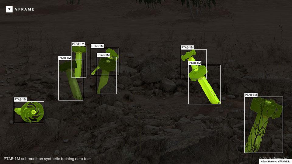 Synthetic training data example for PTAB-1M submunition.