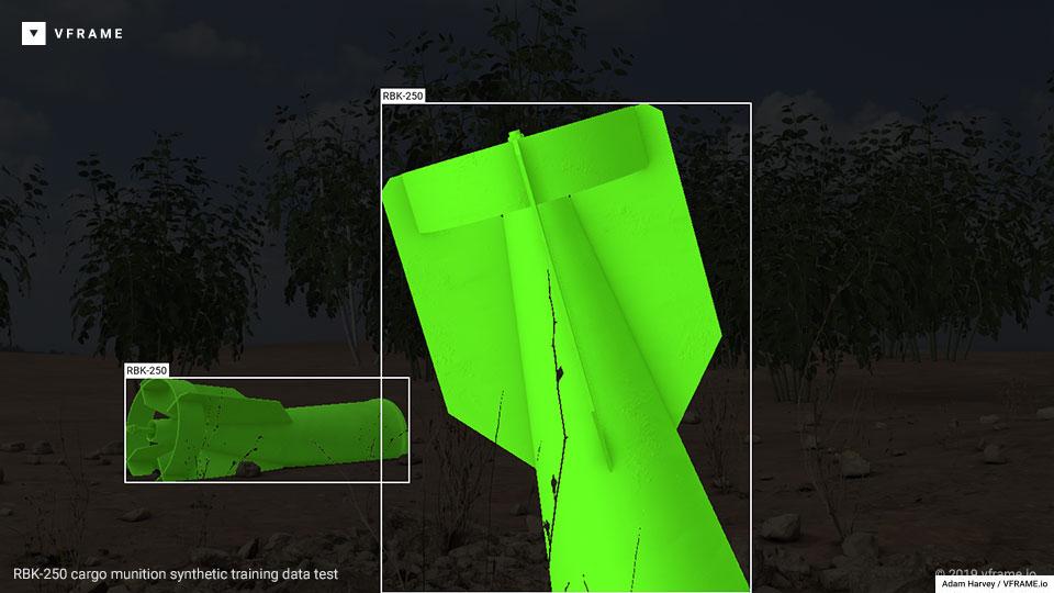 Synthetic training data example for RBK-250 cargo munition.